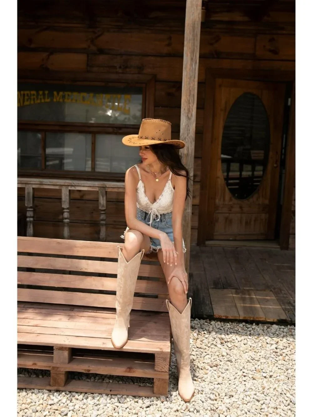 Women's Beige Pointed Toe Faux Leather Block Heel Heel Over The Knee Boots